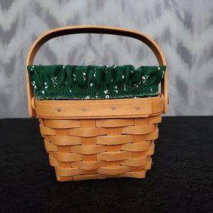 Vintage Longaberger small basket w/ liner, protector, & signed